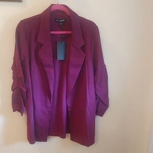 Elegant Women's Open-Front Jacket in Berry Plum